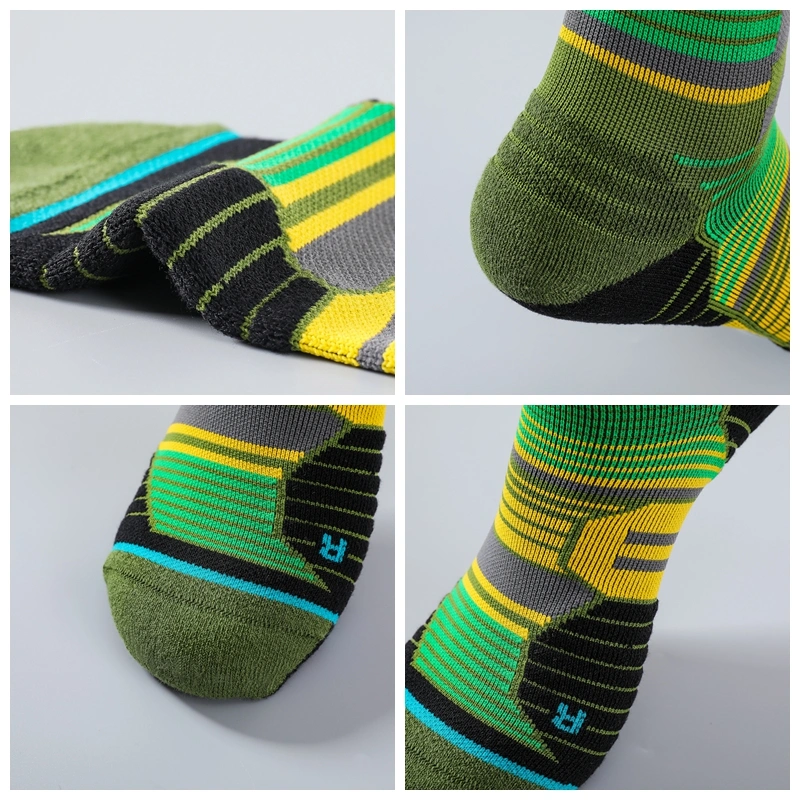 Hot Selling Black / Dark Grey / Army Green / Blue / White Men′s Running Socks